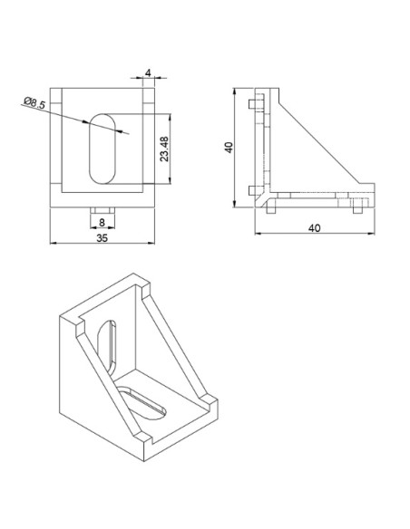 Escuadra de fundición de aluminio 40x40x35mm 404035 Universal