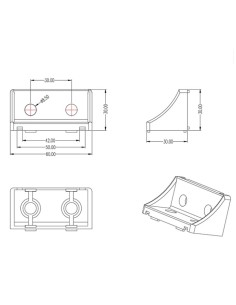 Escuadra de fundición de aluminio 30x30x60mm 303060K perfiles 3060 2