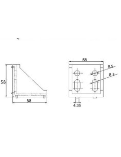 Escuadra de fundición de aluminio 58x58x58mm 585858 Universal 2