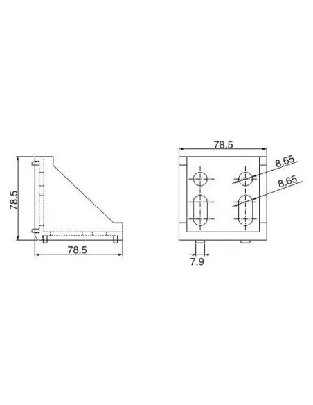 Escuadra de fundición de aluminio 78x78x78mm 787878 Universal (8080)