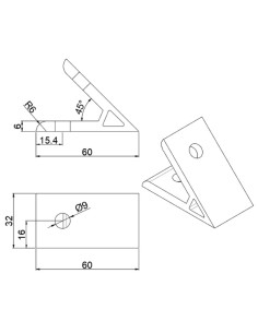 Escuadra de aluminio anodizado 60x32 45 grados Universal 4040 4080 2