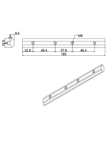 Conector interno 180 grados para perfiles aluminio 4040 4080 40120 8080