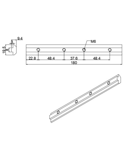 Conector interno 180 grados para perfiles aluminio 4040 4080 40120 8080