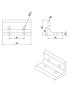 Escuadra de perfil bajo para unión a escuadra entre perfiles 4080 4T 2