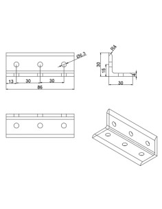 Escuadra de perfil bajo para unión a escuadra entre perfiles 3090 2