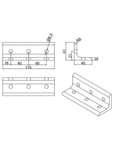 Escuadra de perfil bajo para unión a escuadra entre perfiles 40120 6T 2