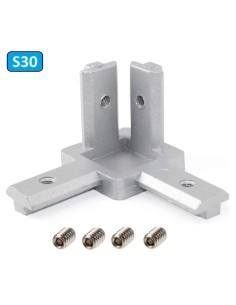 Kit conector de esquina interno - 3 vías - para perfil modular 3030