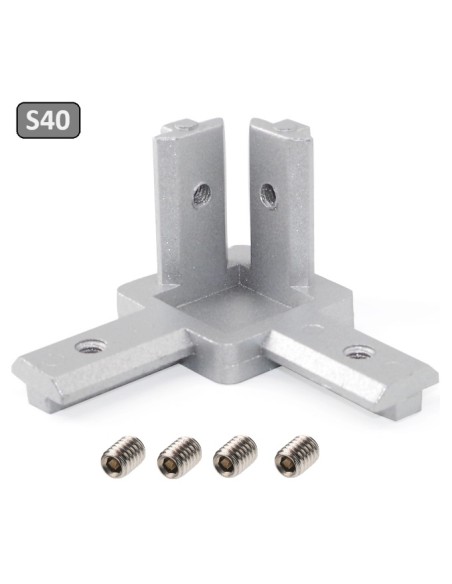 Kit conector de esquina interno - 3 vías - para perfil modular 4040