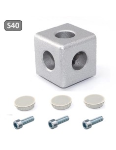 Kit cubo conector de esquina - 3 vías - para perfiles aluminio 4040