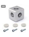 Kit cubo conector de esquina - 3 vías - para perfiles aluminio 4040