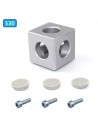 Kit cubo conector de esquina - 3 vías - para perfiles aluminio 3030
