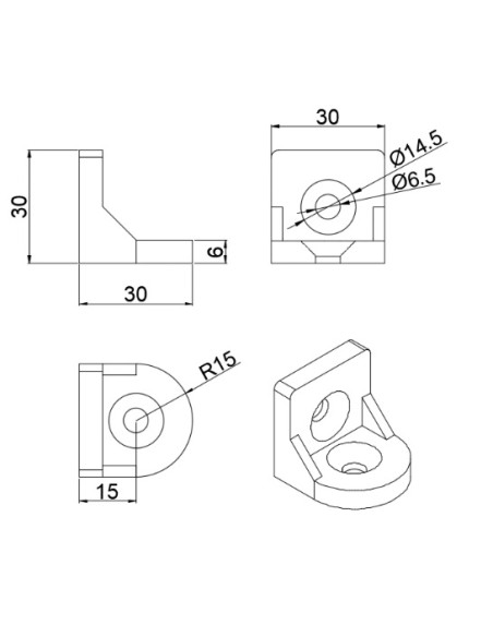 Kit unión giratoria versátil para perfiles de la serie 30 (3030, 3060)