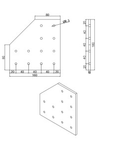 Escuadra lateral reforzada 160x160x6mm para perfiles 4080, 8080, 80160 2