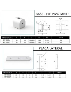 Kit Brazo de rotación 0º (grados) para perfil de aluminio modular 4040 2