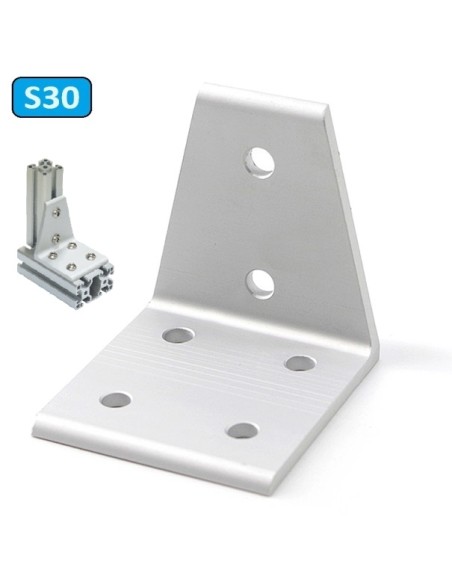 Escuadra de perfil bajo para transición entre perfiles 3060 y 3030