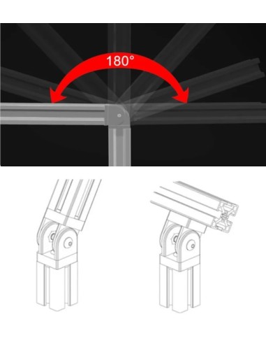 kit unión pivotante con manivela para perfiles 4040
