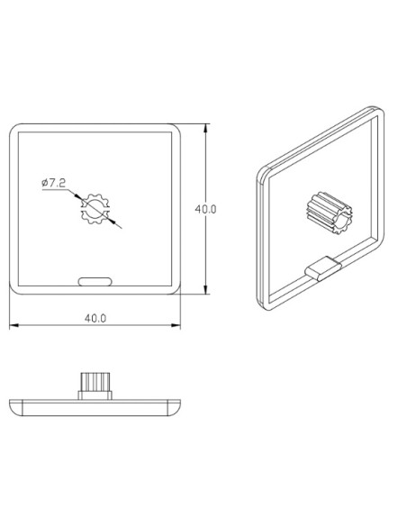 Tapa PVC 4040 perfil aluminio modular (ranurado)