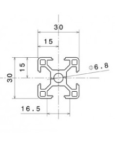 Perfil 3030 Aluminio 6063 T6 anodizado NEGRO, ranura 8mm 2