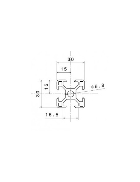 Perfil 3030 Aluminio 6063 T6 anodizado NEGRO, ranura 8mm