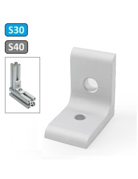 Escuadra universal de perfil bajo 40x40x26mm en aluminio anodizado