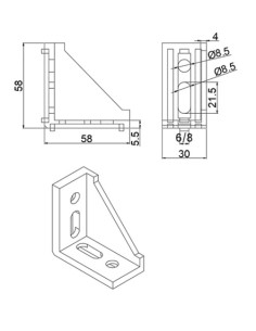 Lote 400 escuadras aluminio 58x58x30 585830 perfil ranurado aluminio 2