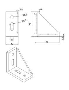 Lote 200 escuadras aluminio 78x78x40 787840 perfil ranurado aluminio 2