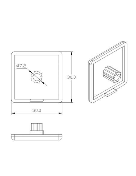 Tapa PVC 3030 perfil aluminio modular (ranurado)