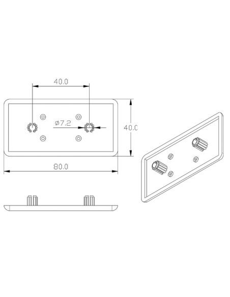 Tapa PVC 4080 perfil aluminio modular (ranurado)
