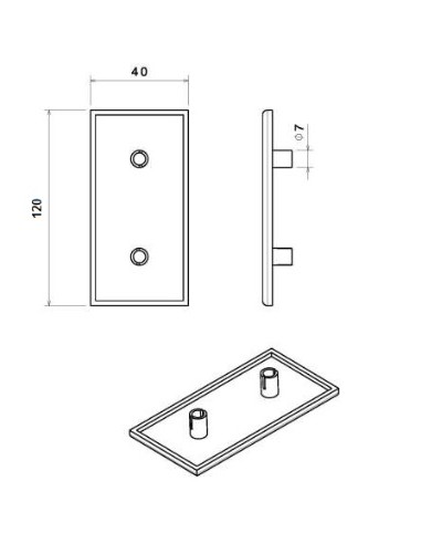Tapa PVC 40120 perfil aluminio modular (ranurado)