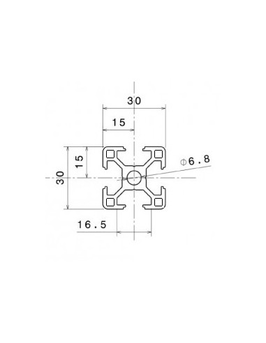 Perfil 3030 Aluminio 6063 T6 anodizado NEGRO, ranura 8mm