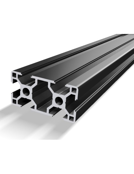 Perfil 3060 Aluminio 6063 T6 anodizado NEGRO, ranura 8mm