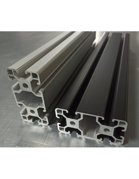 Perfil 4080 Aluminio 6063 T6 anodizado NEGRO, ranura 8mm