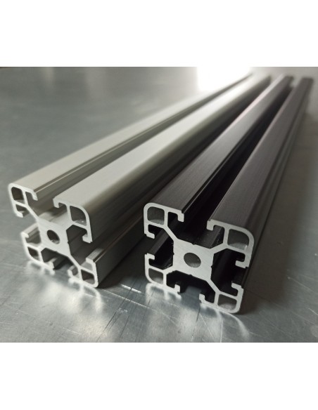 Perfil 4040 Aluminio 6063 T6 anodizado PLATA, ranura 8mm