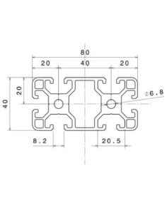 Perfil 4080 Aluminio 6063 T6 anodizado PLATA, ranura 8mm 2