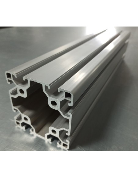 Perfil 8080 Aluminio 6063 T6 anodizado PLATA, ranura 8mm