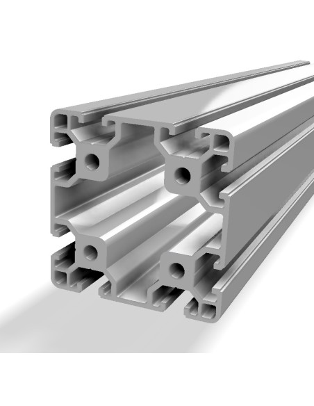 Perfil 8080 Aluminio 6063 T6 anodizado PLATA, ranura 8mm