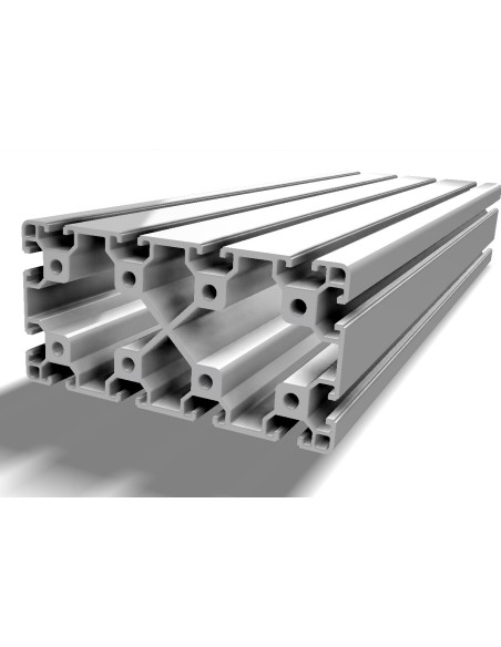 Perfil 80160 Aluminio 6063 T6 anodizado PLATA, ranura 8mm