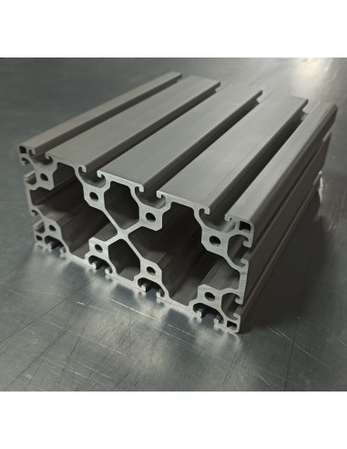 Perfil 80160 Aluminio 6063 T6 anodizado PLATA, ranura 8mm