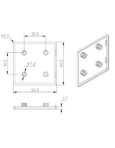 Tapa PVC 6060 perfil aluminio modular (ranurado) 2