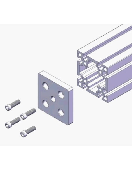 Placa base aluminio perfiles modulares 8080 - roscado central M12