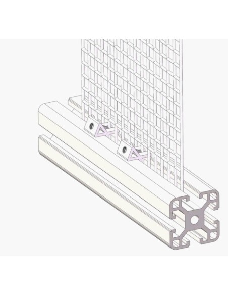 Clip para fijación de rejillas sobre perfiles modulares 3030 3060 6060