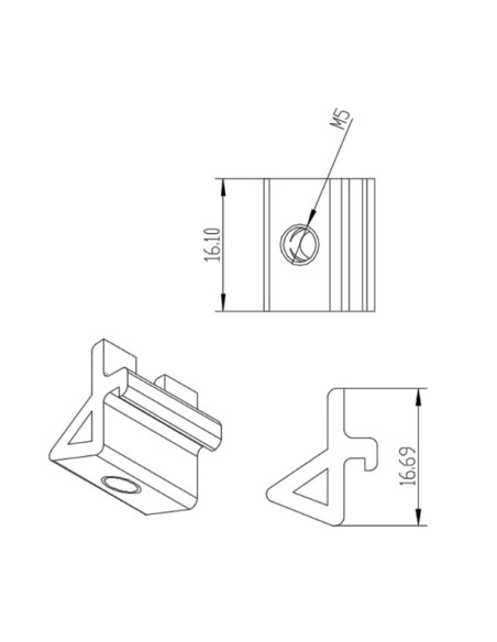Clip para fijación de rejillas sobre perfiles modulares 3030 3060 6060