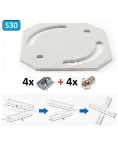 Placa de giro plana para serie 30 con tornillería M6