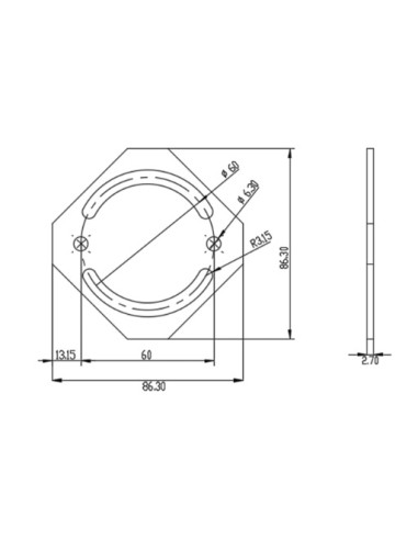 Placa de giro plana para serie 30 con tornillería M6