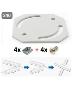 Placa de giro plana para serie 40 con tornillería M8