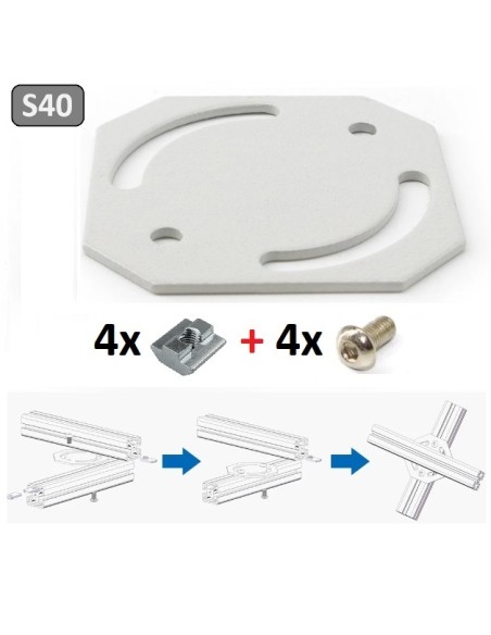 Placa de giro plana para serie 40 con tornillería M8