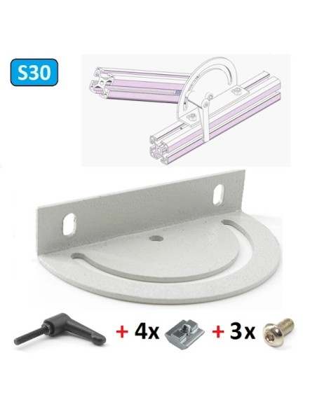 Placa de giro en ángulo para serie 30 con tornillería M6