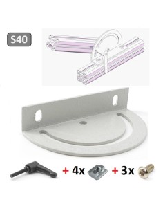 Placa de giro en ángulo para serie 40 con tornillería M8