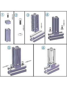 Bloque de conexión en T para perfiles modulares de aluminio 3030 2