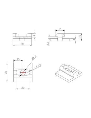 Bloque deslizante aluminio para perfiles modulares 3030